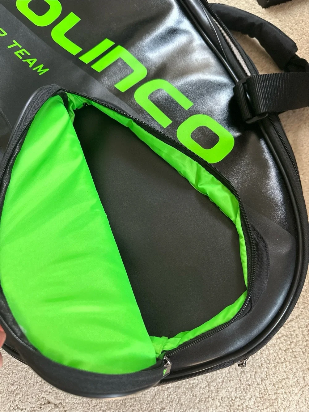 Solinco Tour Team Black & Neon Green Tennis Racquet Backpack 6 Pack Bag